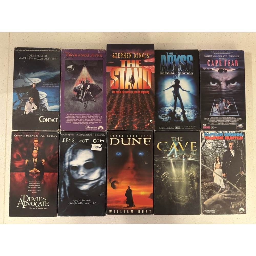 Horror VHS Lot Of 10 OOP Cult The Cave The Abyss The Stand Vampire Hunter